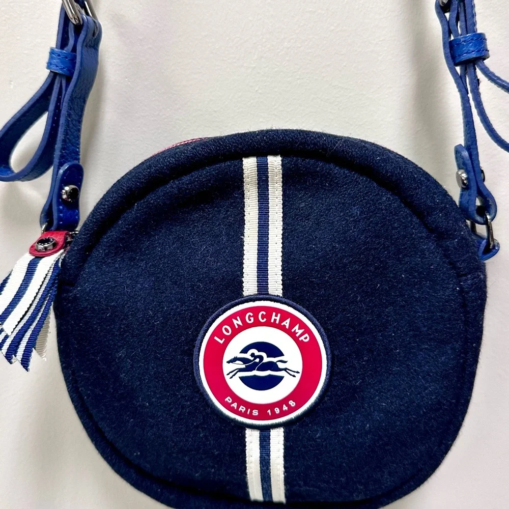 Longchamp Cocarde Round Crossbody Bag Paris 1948 Wool Felt Rare - Picture 4 of 12